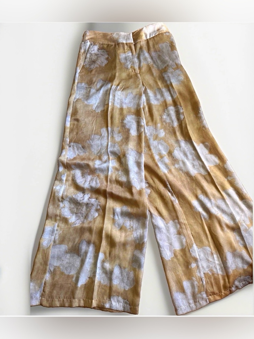 Jason Wu Beige and White Wide-Leg Floral Pants